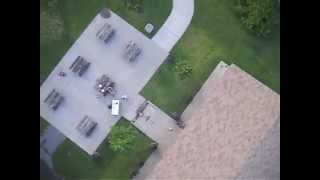 Tethered helium balloons carry a small video camera