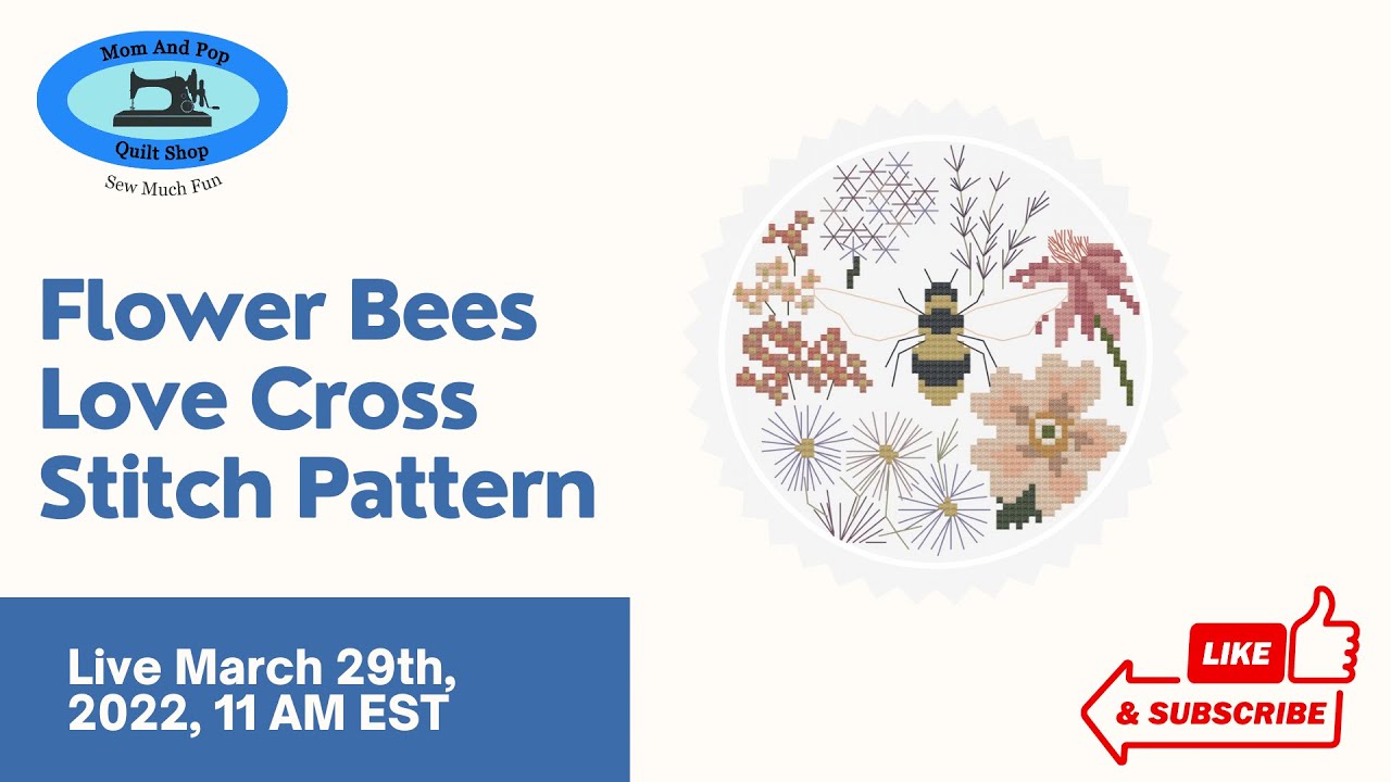 Flower Bees Love Cross Stitch Pattern