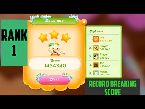 Candy crush jelly saga | Level 302 Record Breaking Score | Let's Play New Level 301 - 305 ⭐⭐⭐