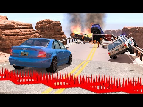 Collapsing Bridge Pileup Car Crashes #12 - BeamNG DRIVE | SmashChan