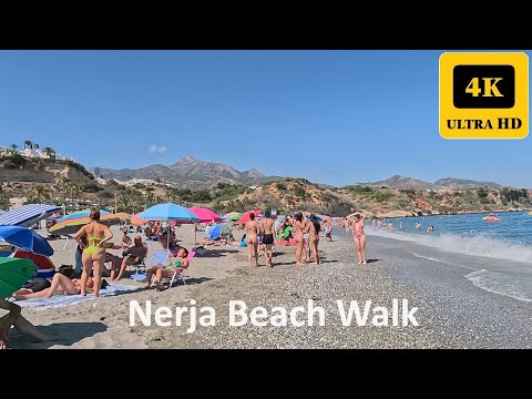Nerja Beach Walk | Amazing Playa Burriana | Malaga Spain Europe 4K Summer 2024 Relaxing walking