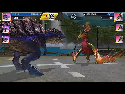 THE NEW SUPER HYBRID PELECACHTYLUS VS GLYTHRONAX | BATTLE || JURASSIC WORLD THE GAME