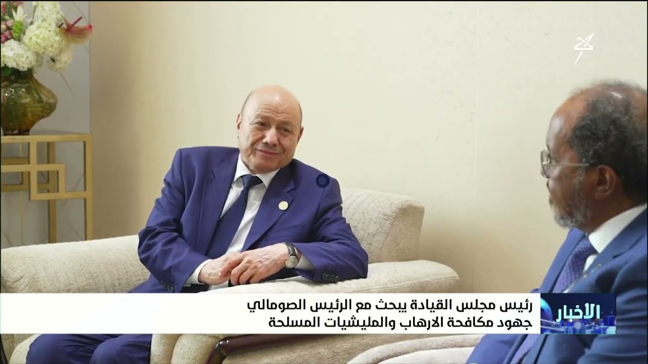رئيس مجلس القيادة يبحث مع الرئيس الصومالي جهود مكافحة الإرهاب والمليشيات ال?