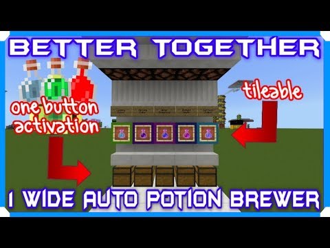 1 Man 1 Game - How To Build 1-Wide Tileable Automatic Potion Brewing System [Minecraft Bedrock Edition]