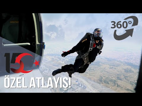 JÖAK Paraşüt Takımından 15 Temmuz Anısına Özel Atlayış (360 Derece Video)