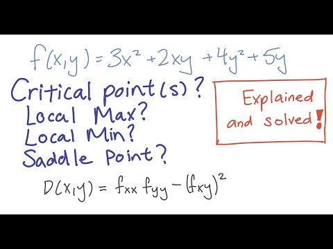 Local Max, Local Min, or Saddle Point? Easy to Understand Example! (Partial Differentiation)
