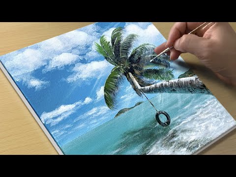 Easy Way to Paint a Paradise Beach / Acrylic Painting for Beginners