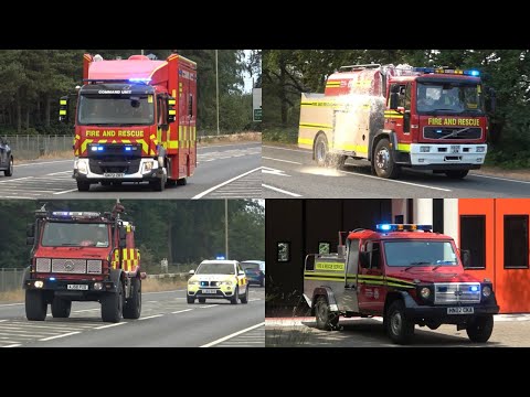 Massive Wildfire- multiple fire appliances race to a fire in bordon