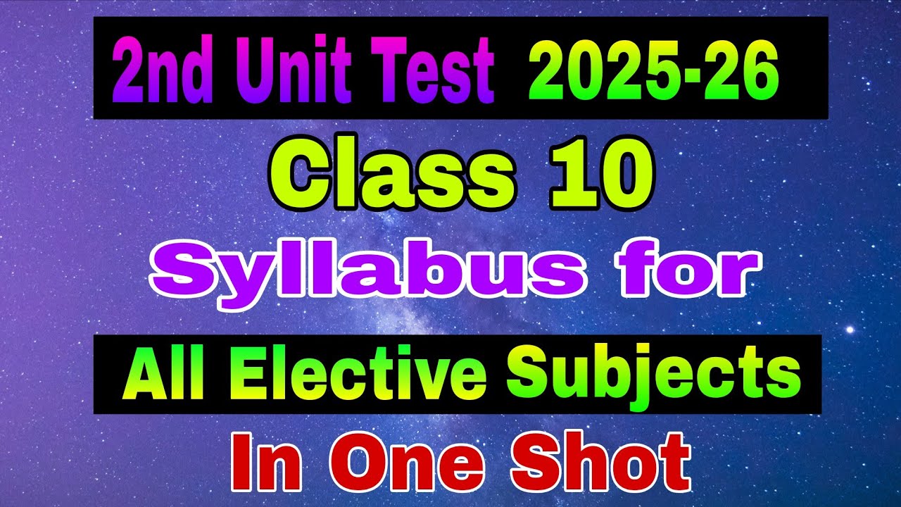 2nd Unit Test 2025 / Class 10 / All Elective Subjects Syllabus #2ndunittest2025 
