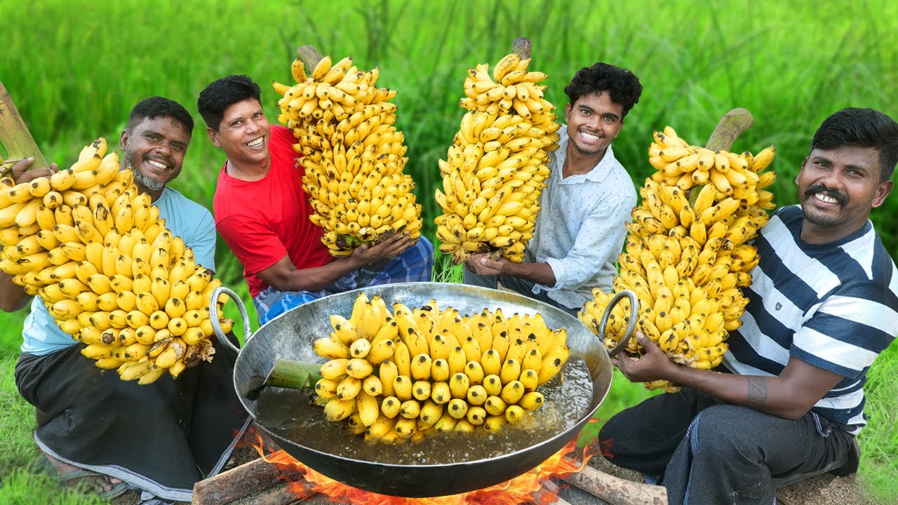 BANANA OIL BALLS | Banana Balls Recipe | Sweet Banana Bonda Recipe Cooking In Village