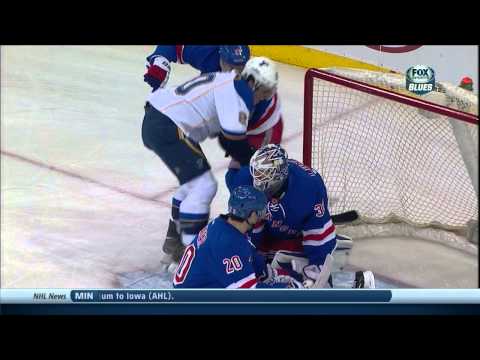 Alexander Steen tip in goal 1-0 St. Louis Blues vs NY Rangers 1/23/14 NHL Hockey.