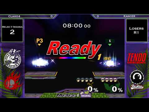 Melee @ Iwanna #2 SSBM - Clavit4 (Marth) vs Kancer (Jigglypuff, Captain Falcon) - Losers R1