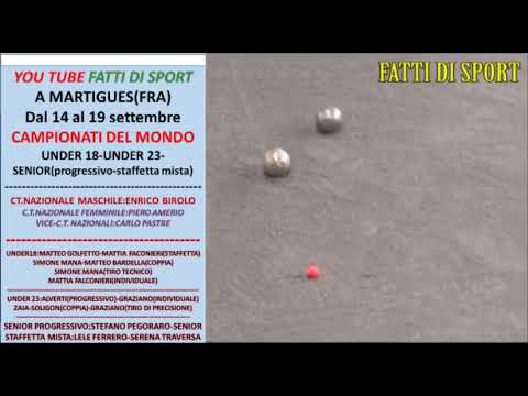 Bocce : Programma Campionati del Mondo Under 18 - Under 23 - Senior M. - Senior F.   Francia  2021