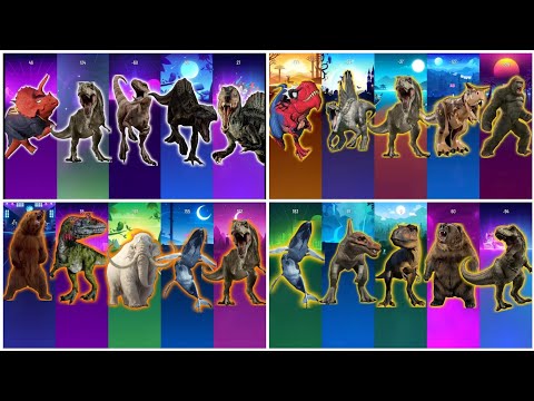 super megamix. t-rex spiderman vs spinosaurus vs gigantosaurus vs bear vs lego jurassic world