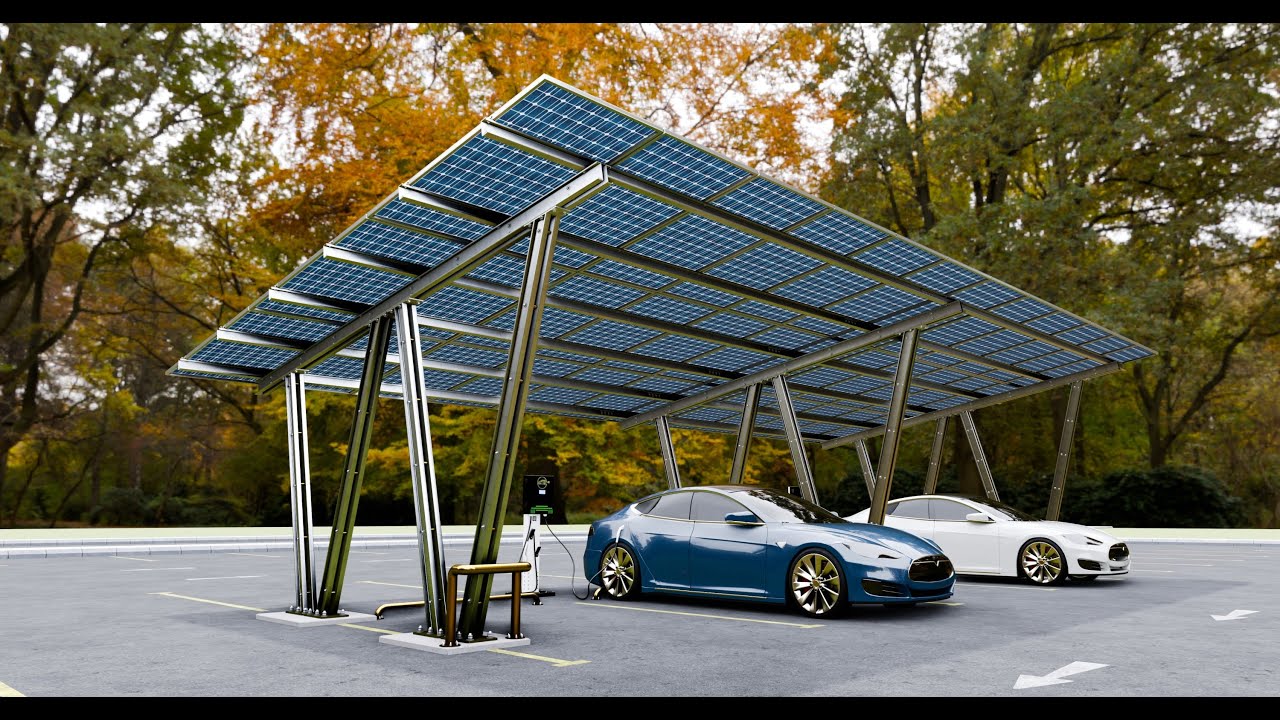 Solar Carport-4 Car Carport-3x12 Panels-Type-8 3D Model