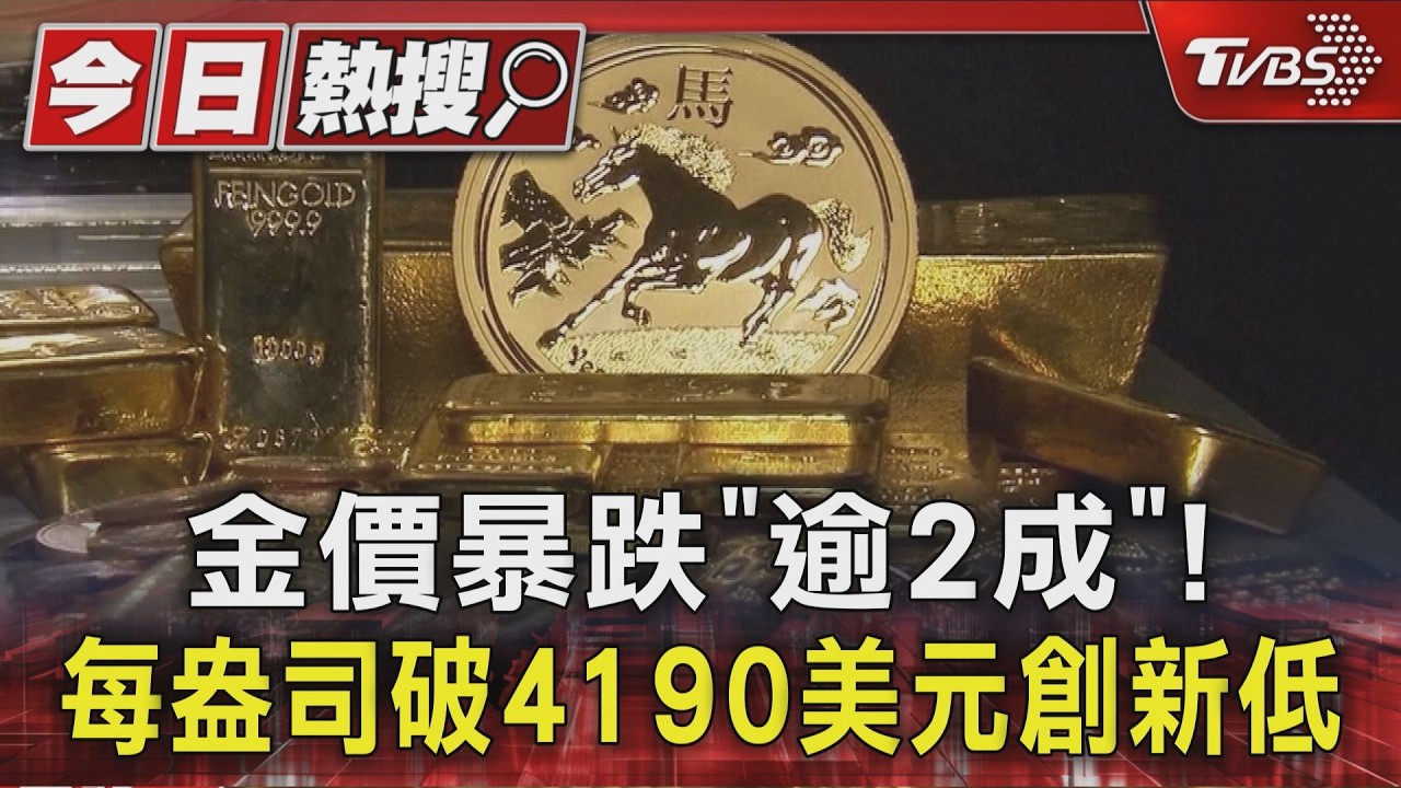 金價暴跌「逾2成」! 每盎司破4190美元創新低｜TVBS新聞 @TVBSNEWS01
