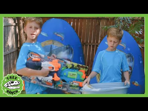 Giant Shark Toy Surprise Egg Opening | T-Rex | Moonbug Kids Dinosaur Animal Show!