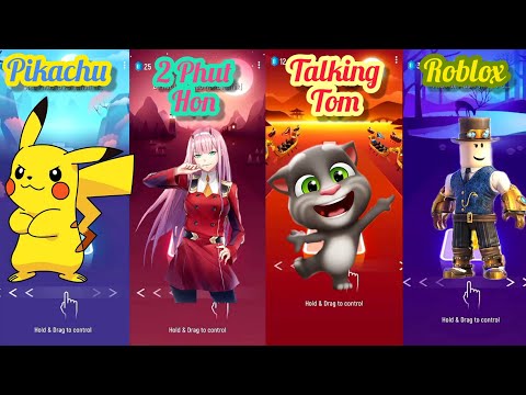 Pikachu Vs phon 2 Phut Hon Kaiz Remix Vs Talking Tom Vs Roblox - Tiles hop EDM Rush