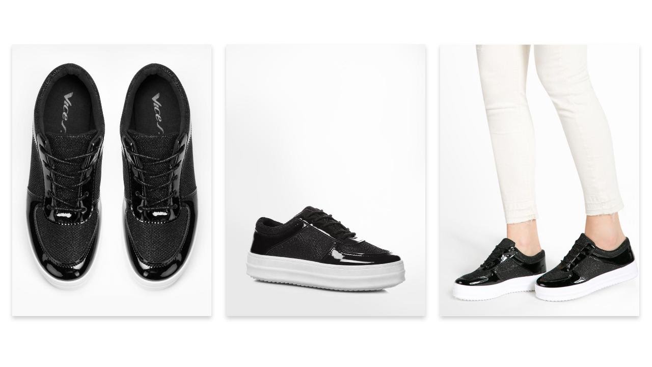 Czarne trampki na platformie Catch - DeeZee.pl