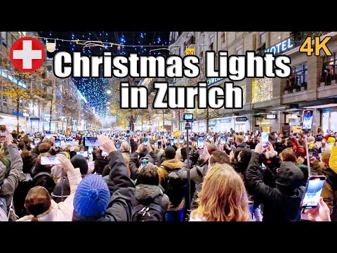 Luzes de Natal Lucy na Bahnhofstrasse Zurique a pé 🇨🇭