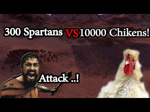 300 Spartans Vs 10000 Chickens ! did they win ?! Ultimate epic battle simulator - UEBS gameplay