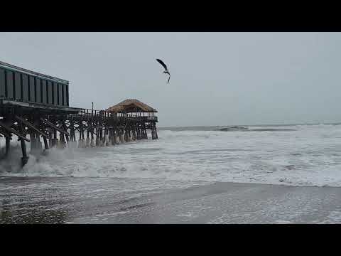Tropical Storm Nicole at Cocoa Beach Pier at low tide 11.9 2022