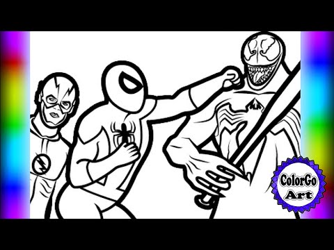 Coloring SPIDERMAN vs VENOM Full Fight,  Venom,Spiderman and Flash Different Costume Colored, NCS