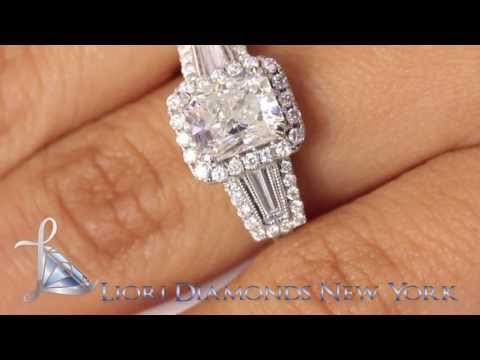 ER-0848 - 2.94 Carat E-SI1 Radiant Cut Vintage Style Natural Diamond Engagement Ring 14k