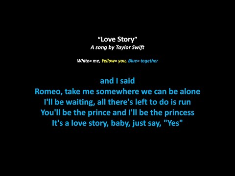 Love Story (Karaoke Duet) | Yellow = You | White = Me | Blue = Together