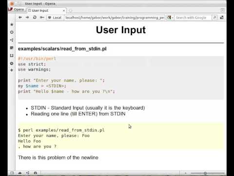Beginner Perl Maven tutorial: 2.3 - Variable interpolation - User Input and Output - chomp