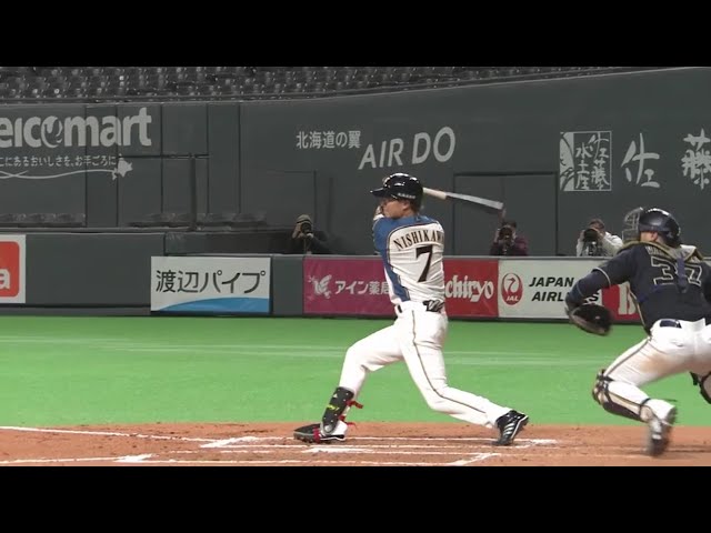 【6回裏】左中間を真っ二つ!! ファイターズ・西川 タイムリーヒットを放ち反撃開始!! 2020/2/29 F-B