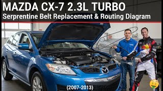 MAZDA CX-7 2.3L TURBO Serpentine Belt Replacement Routing Diagram 2007 2008 2009 2010 2011 2012 2013