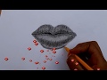 how to draw lips in a pencil easy way . sida loo sawiro bishimo.