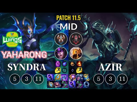JAG Yaharong Syndra vs Azir Mid - KR Patch 11.5