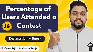 YouTube video 'Percentage of Users Attended a Contest | Leetcode 1633 | Crack SQL Interviews in 50 Qs  #mysql'