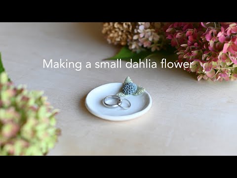 Sculpting a small clay dahlia flower using porcelain clay