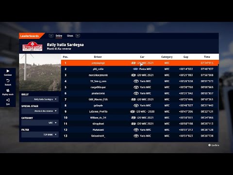 WRC 10 Sardinia Monti di Ala reverse World Record