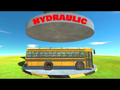 School Bus Passes Through Hydraulic Press - Animal Revolt Battle Simulator