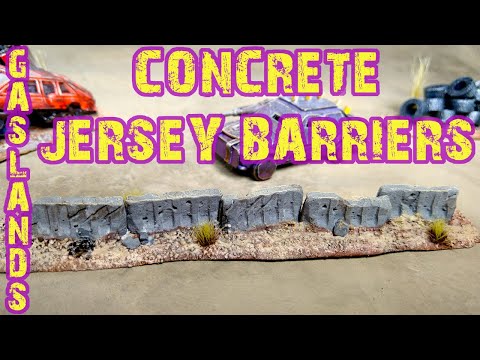 Gaslands Terrain -  Concrete Jersey Barriers, Barricades wasteland terrain from Urethane Molds