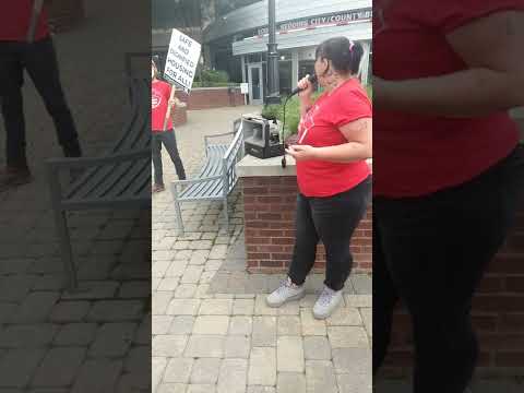 Organizers at City County Building Advocate for Displaced Residents from Adams Street Apartments