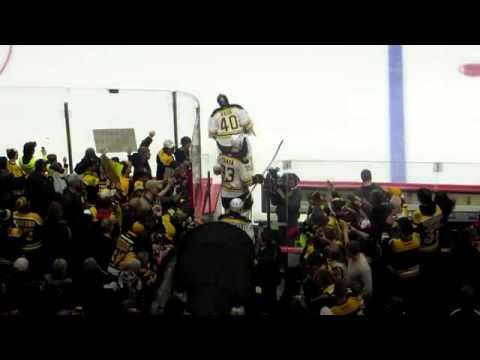 Bruins arrive for their pre-game warm-up at the Bruins @ Senators hockey game