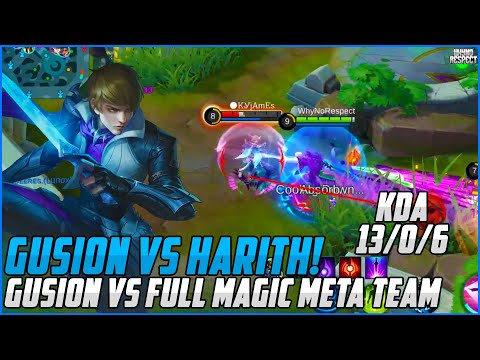 RUSTY SLOWHAND GUSION VS FULL MAGE META TEAM! | GUSION VS HARITH | Gusion Gameplay | Mobile Legends