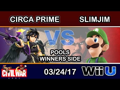 2GGC: Civil War - CircaPrime (Dark Pit) Vs. SlimJim (Luigi) Pools WInners Side - Smash Wii U