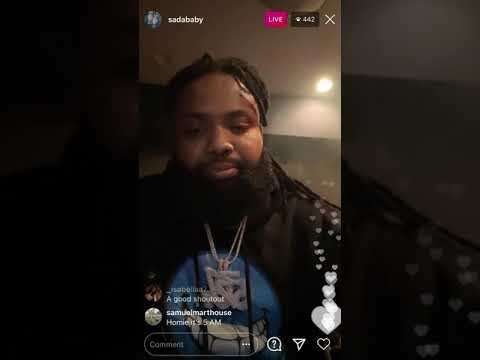 Detroit rapper Sadababy in the studio while on IG live
