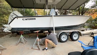 How to take a boat off its trailer. Contender boat bottom paint