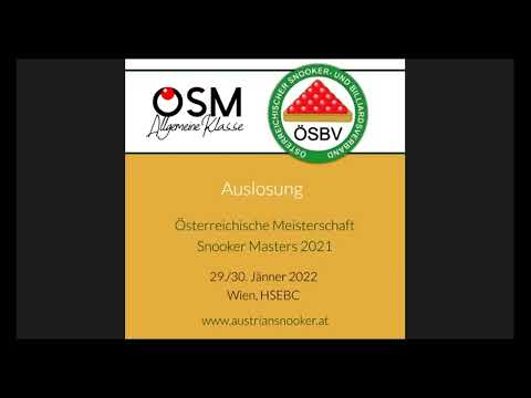 ÖSBV - Auslosung Österreichische Meisterschaft Snooker Masters 2021, 29./30. Jänner 2022, Wien