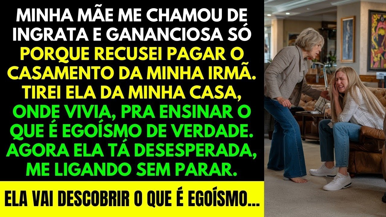 MINHA MÃE ME CHAMOU DE EGOÍSTA POR NEGAR PAGAR O CASAMENTO DA MINHA IRMÃ. VOU ENSINÁ-LA UMA LIÇÃO .