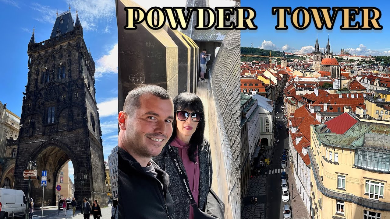 Travelers embark on a visit to Powder Tower.