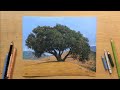 Under the Shade of an Old Tree - Landscape Drawing in Colored Pencil