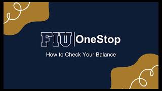 How to Check Your Balance | MyFIU